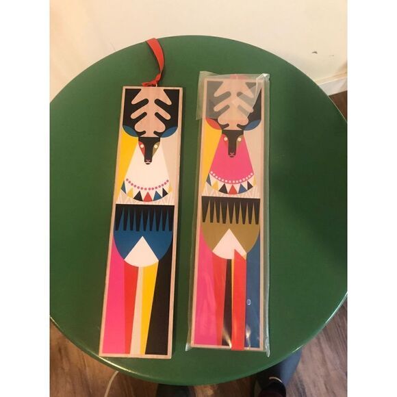 NIP Holiday ornament wall hanging Geometric COLOR BLOCK Reversible Reindeer Gift - Picture 6 of 16